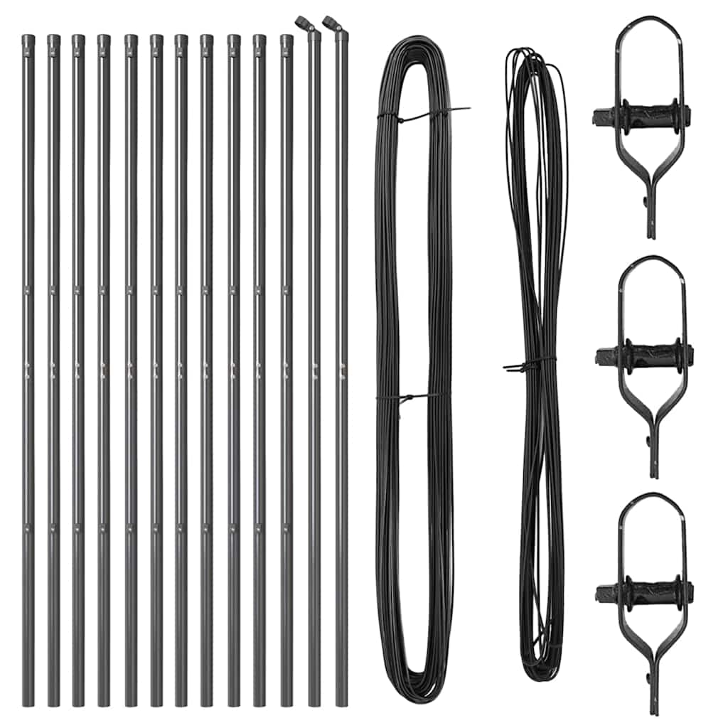 Στύλος Περιφράξεων 13 pcs Γκρι Ατσάλι