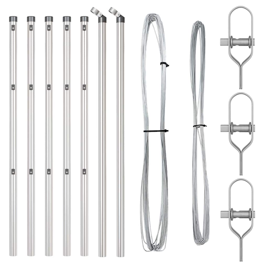 Στύλος Περιφράξεων 7 pcs Ασημί Ατσάλι