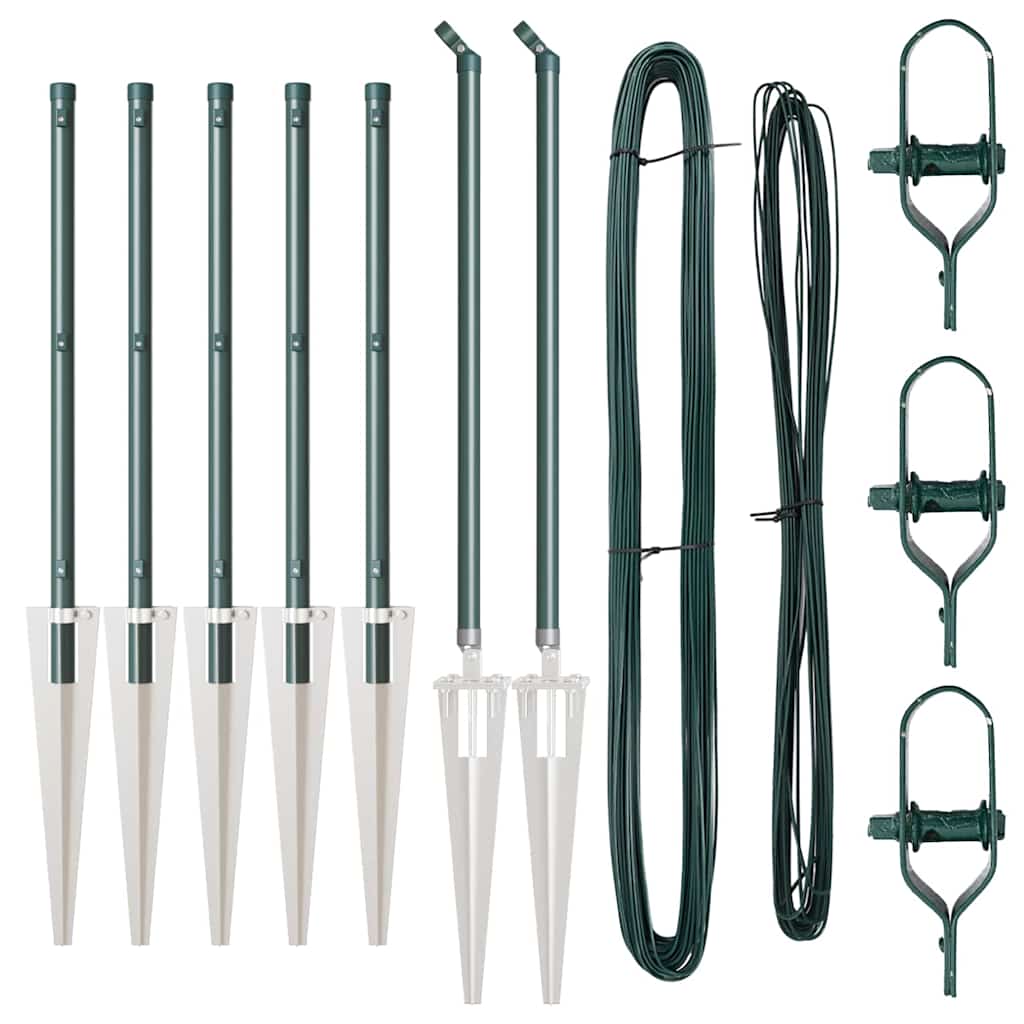 Στύλος Περιφράξεων 7 pcs Πράσινο Ατσάλι