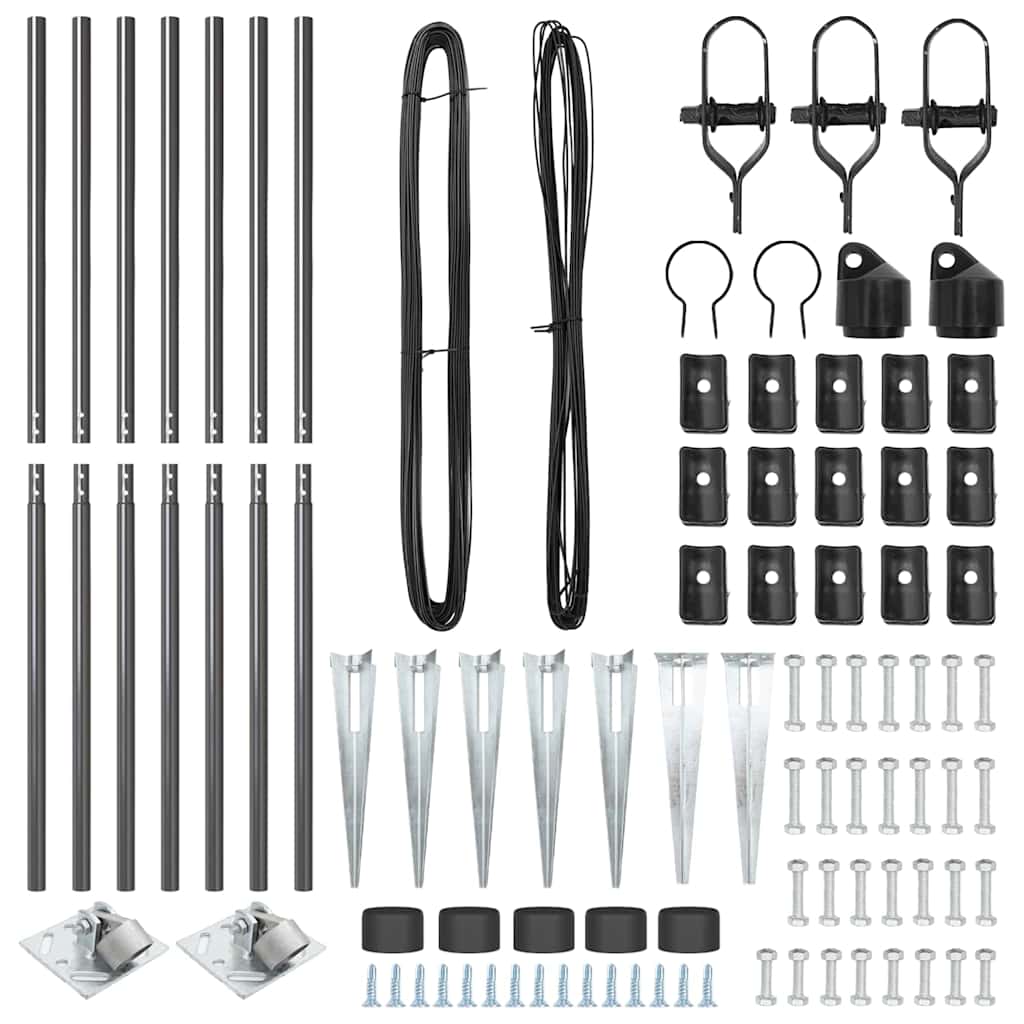 Στύλος Περιφράξεων 7 pcs Γκρι Ατσάλι