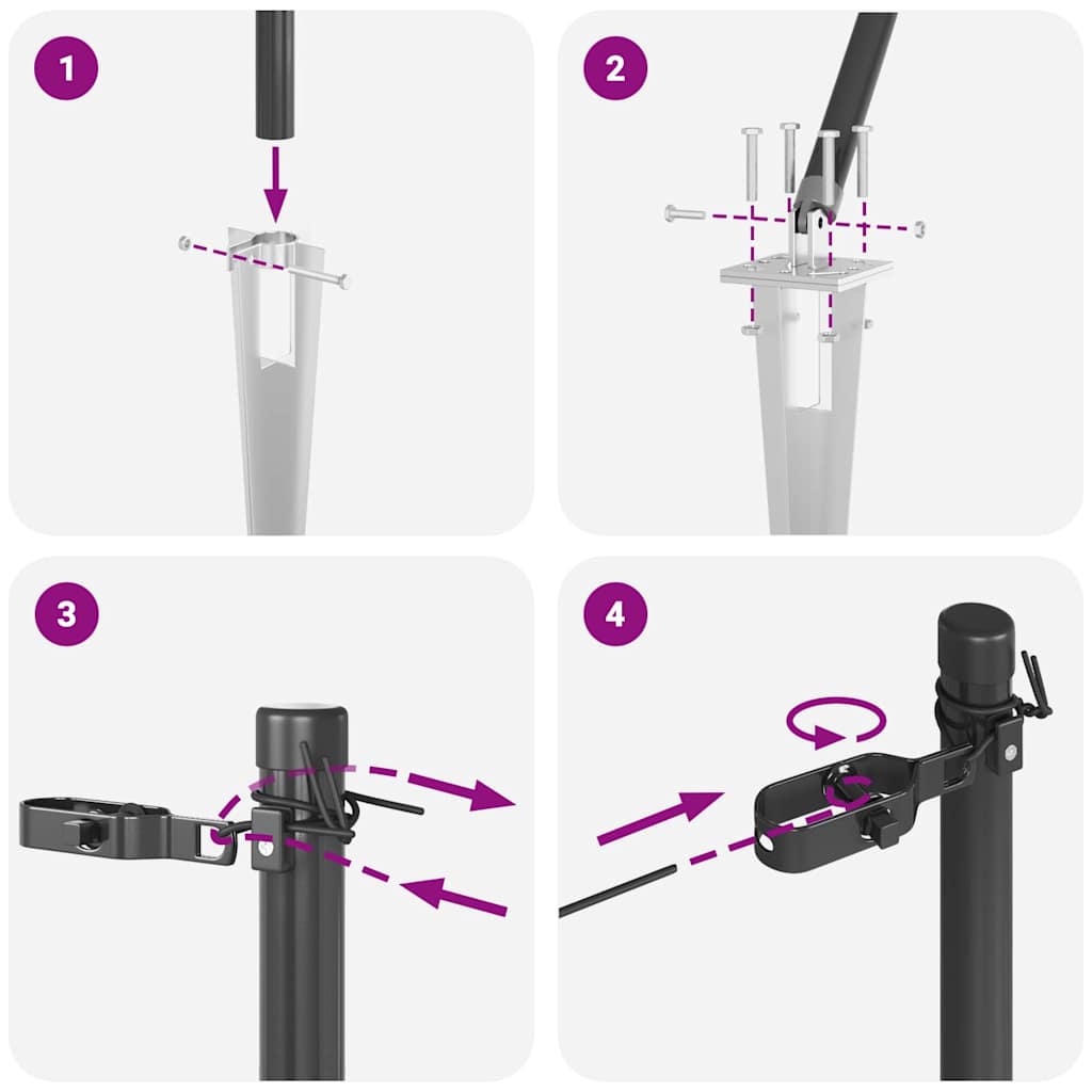 Στύλος Περιφράξεων 7 pcs Γκρι Ατσάλι