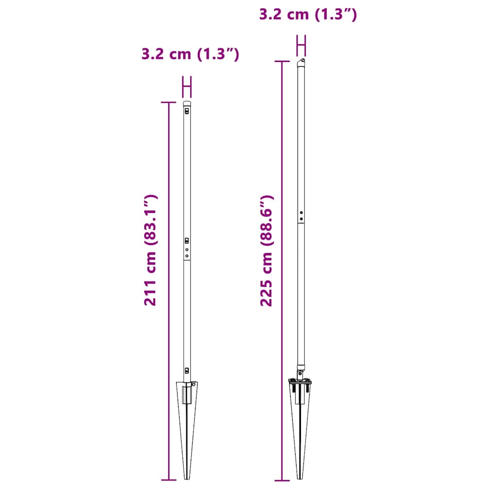 Στύλος Περιφράξεων 13 pcs Γκρι Ατσάλι