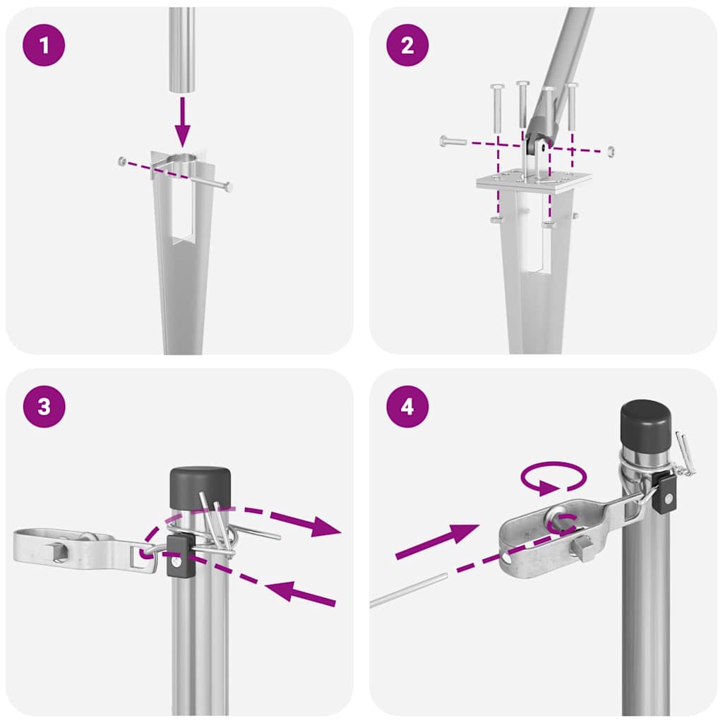 Στύλος Περιφράξεων 13 pcs Ασημί Ατσάλι