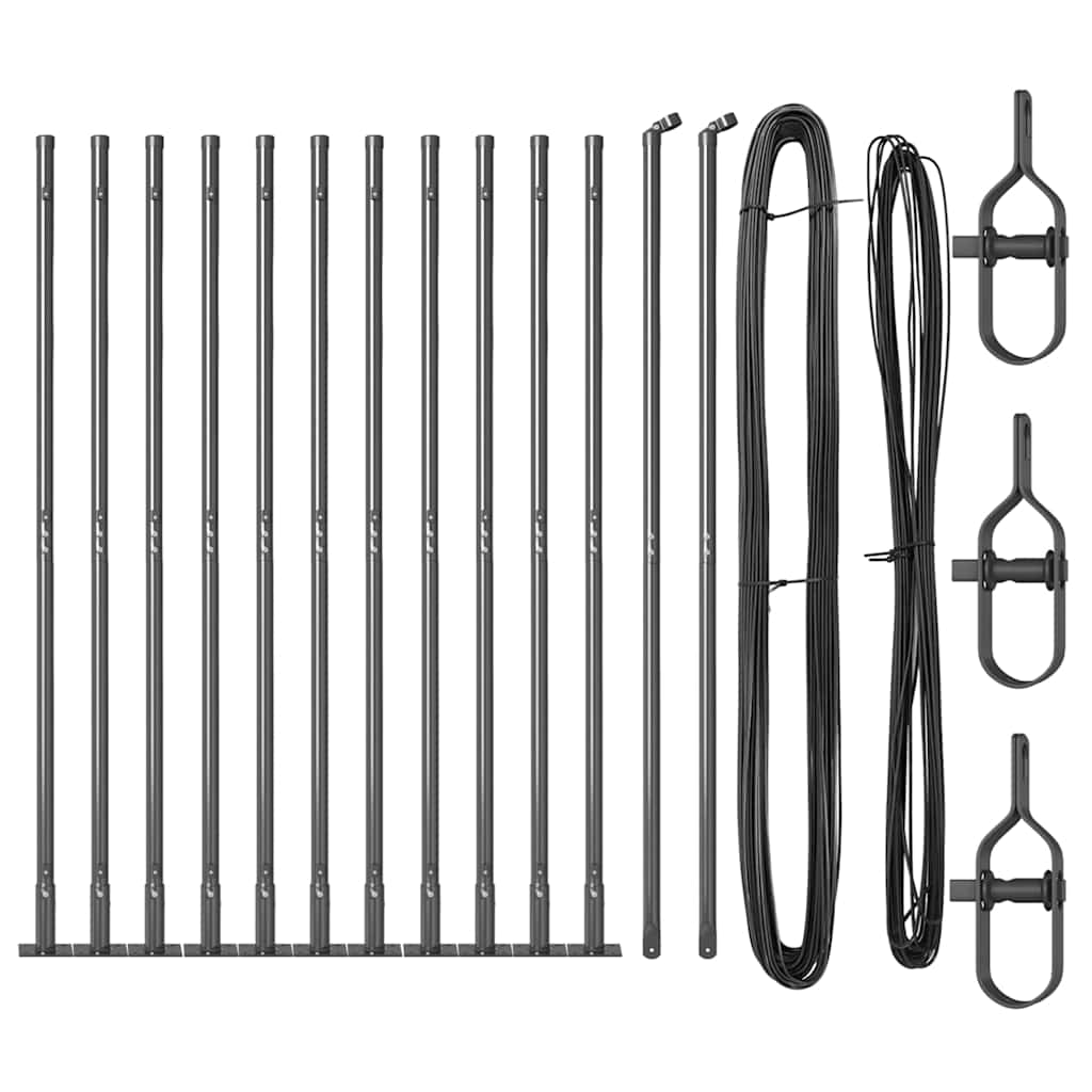 Στύλος Περιφράξεων 13 pcs Γκρι Ατσάλι