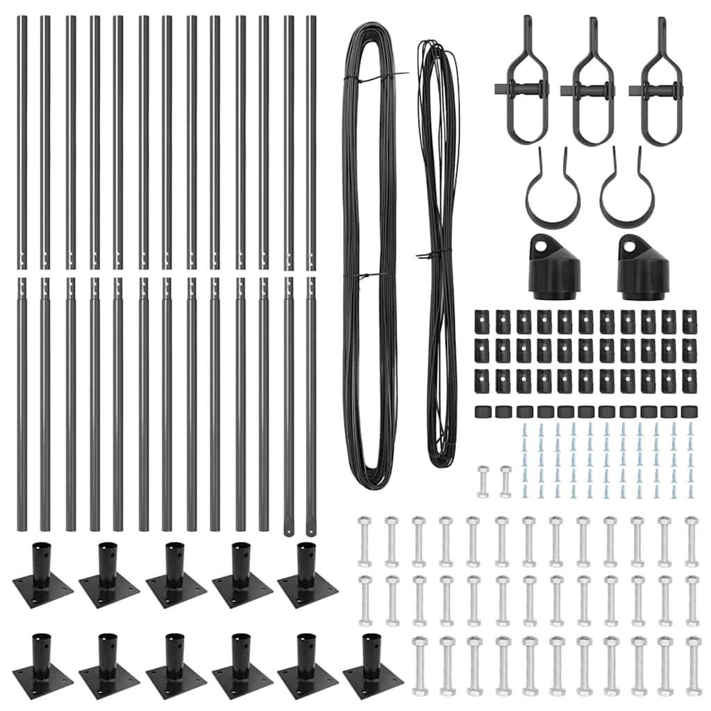 Στύλος Περιφράξεων 13 pcs Γκρι Ατσάλι