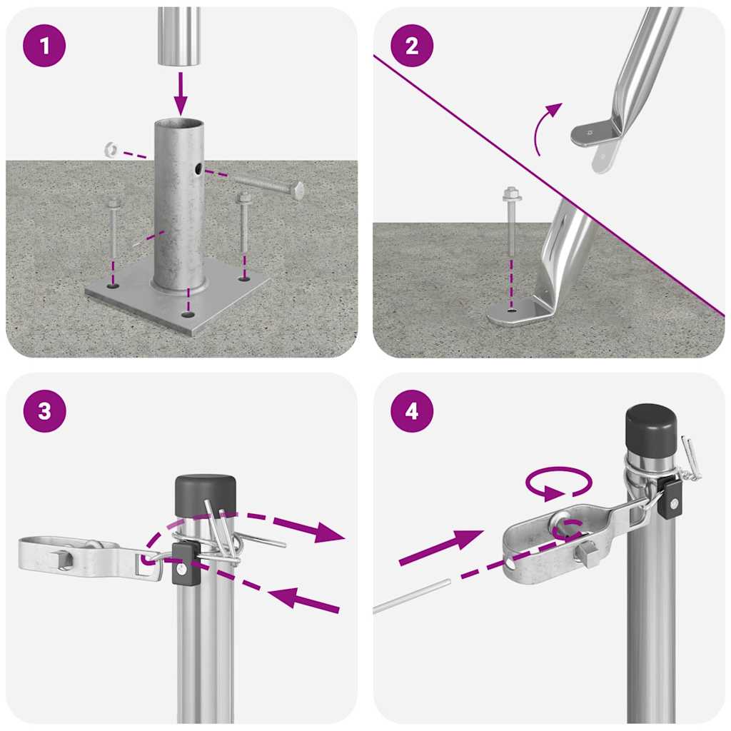 Στύλος Περιφράξεων 13 pcs Ασημί Ατσάλι