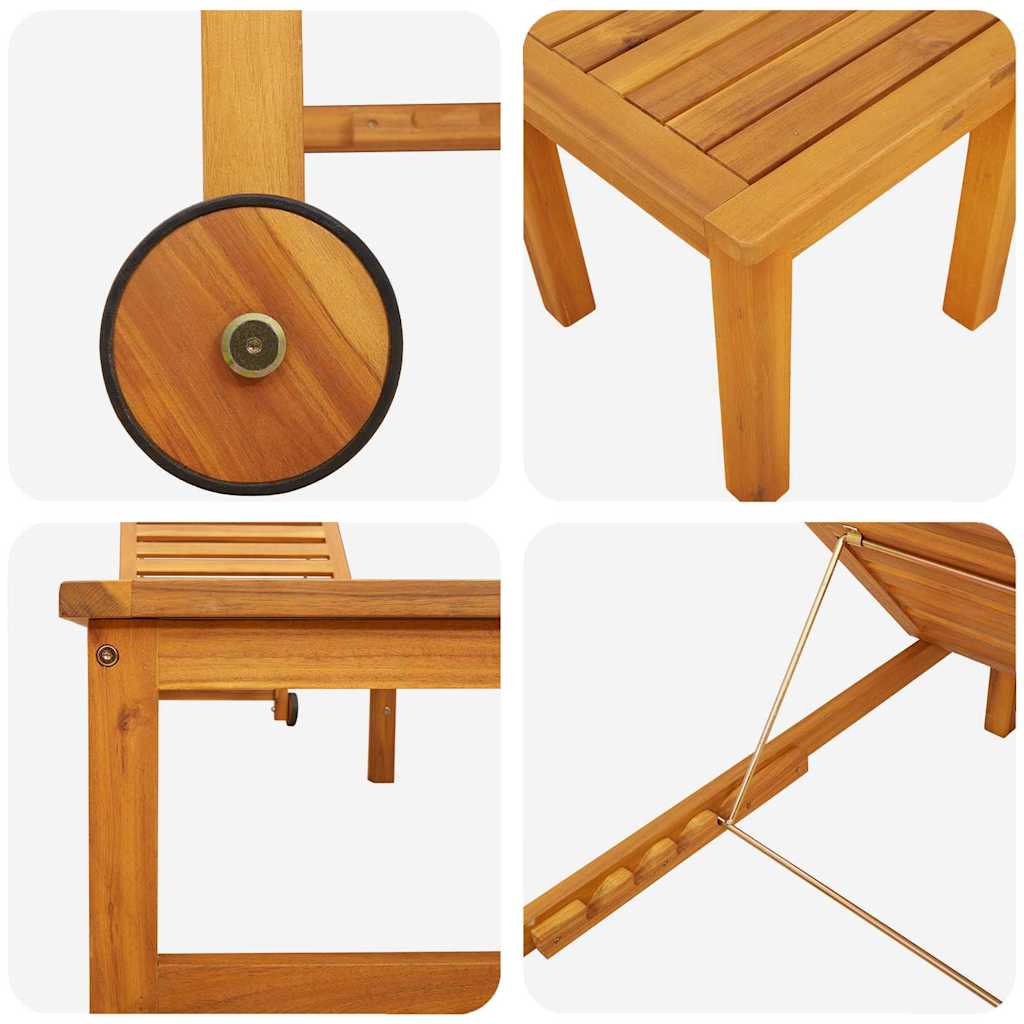 Ξαπλώστρα 3 pcs Καφέ Στερεό Ξύλο Ακακίας