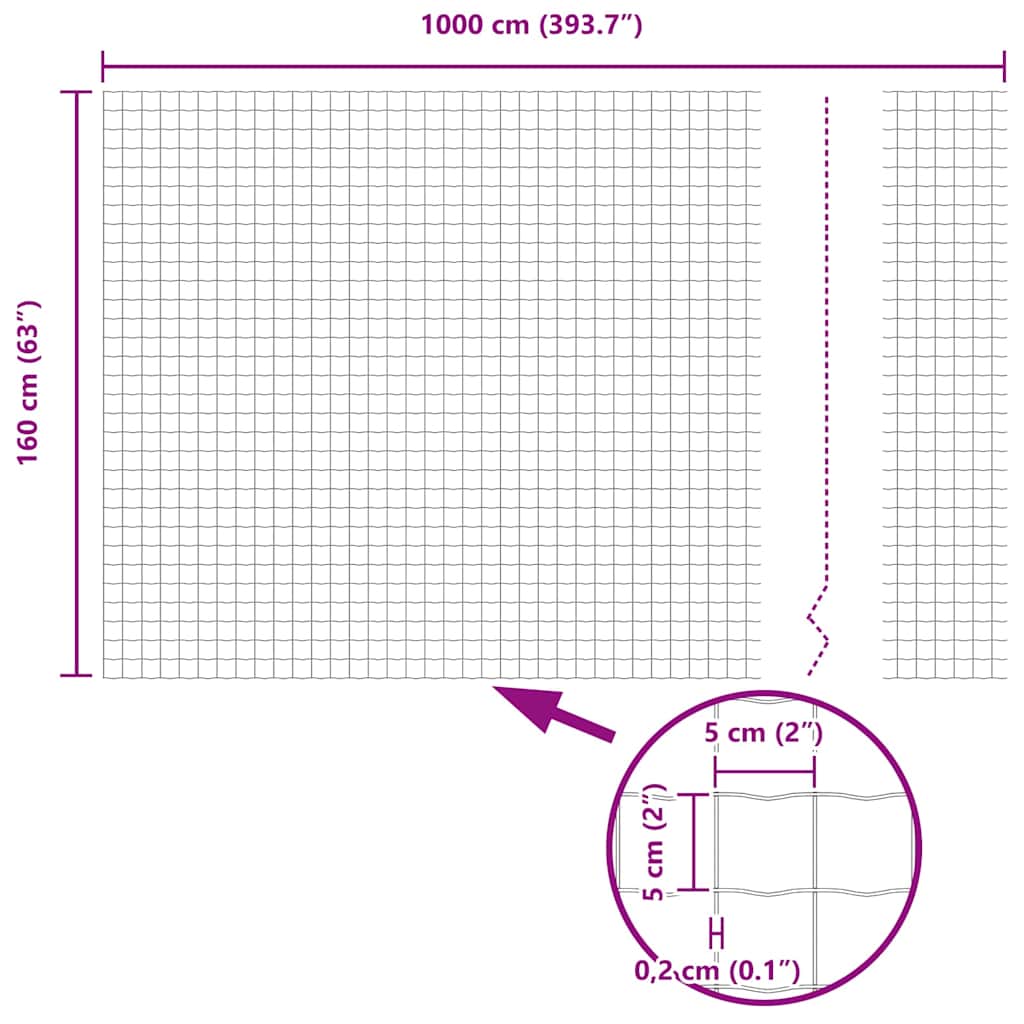 Φράχτης Εuro 1,6 x 10 m Σίδηρος με επικάλυψη PVC - Pakobazaar