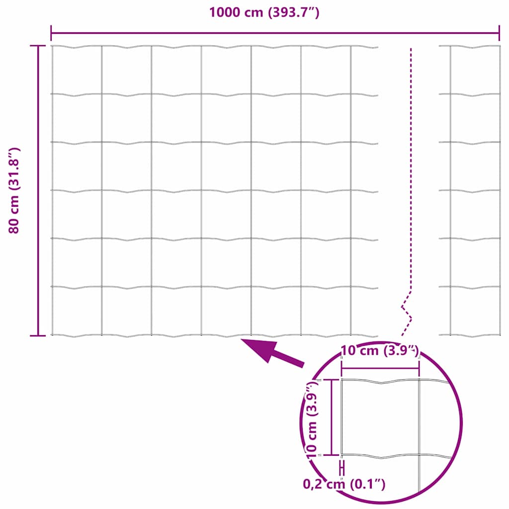 Φράχτης Εuro 0,8 x 10 m Σίδηρος με επικάλυψη PVC - Pakobazaar