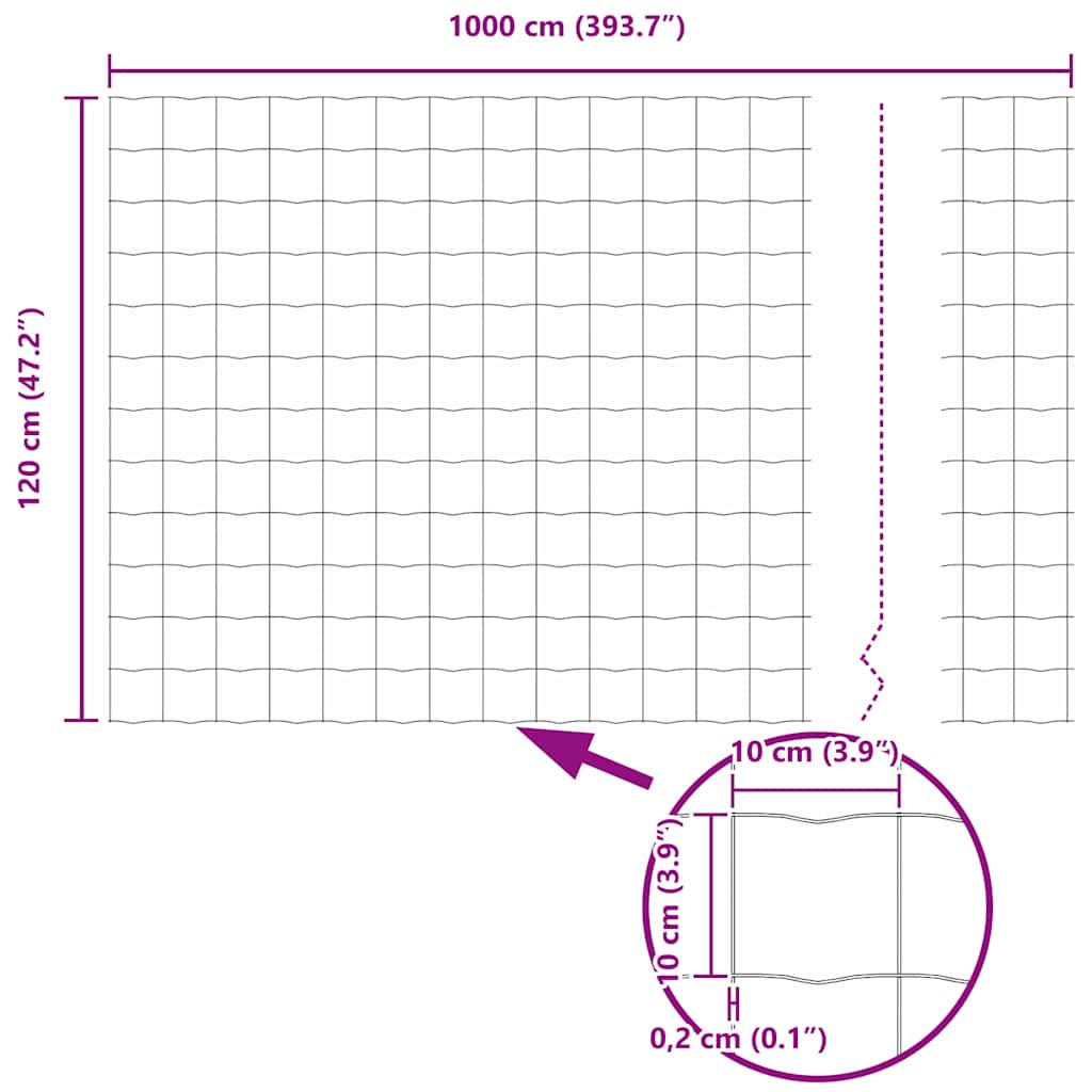 Φράχτης Εuro 1,2 x 10 m Σίδηρος με επικάλυψη PVC - Pakobazaar