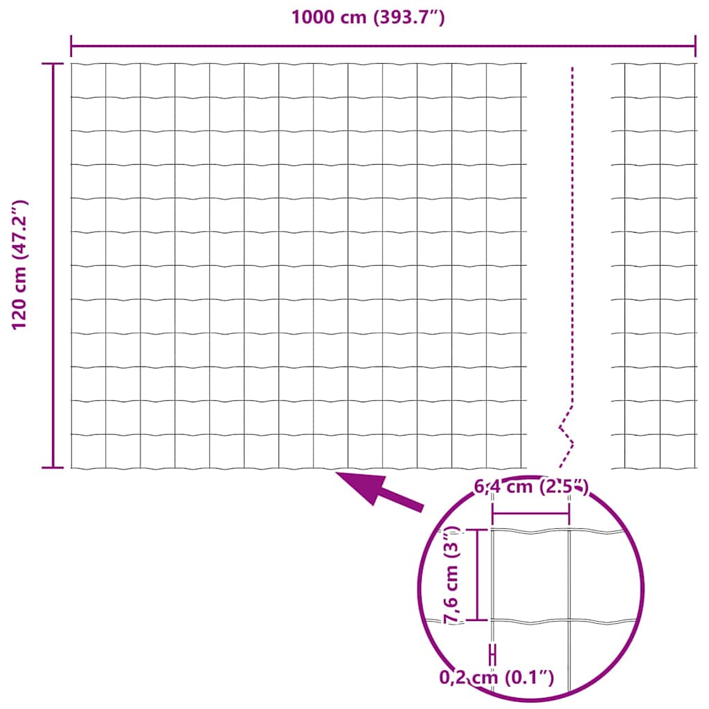 Φράχτης Εuro 1,2 x 10 m Σίδηρος με επικάλυψη PVC - Pakobazaar