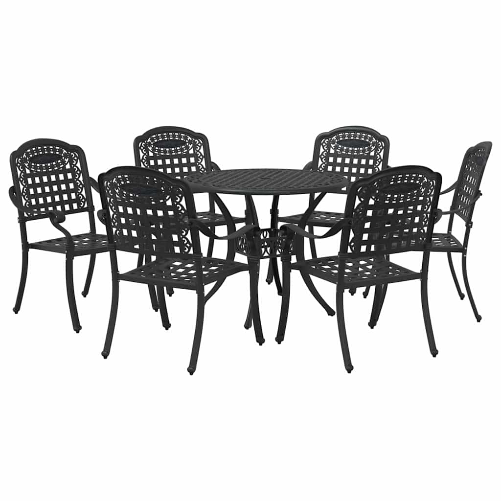 Σέτ φαγητού για κήπο 7 pcs Μαύρο Αλουμίνιο - Pakobazaar
