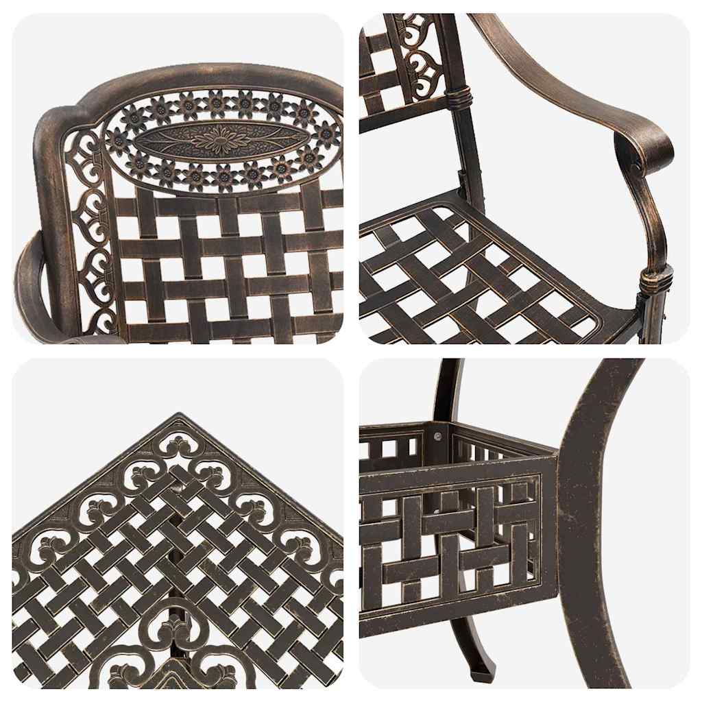 Σερβίτσιο τραπεζιού κήπου 3 pcs Μπρονζέ Χυτό αλουμίνιο - Pakobazaar