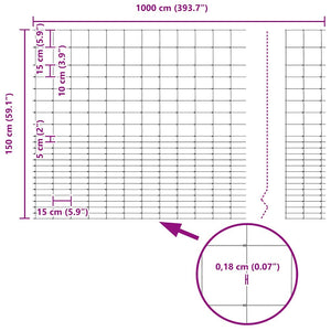 Άγριο Φράχτη 1000 x 150 x 0.18 εκ. Σίδερο Ζεστός Γαλβανισμένος