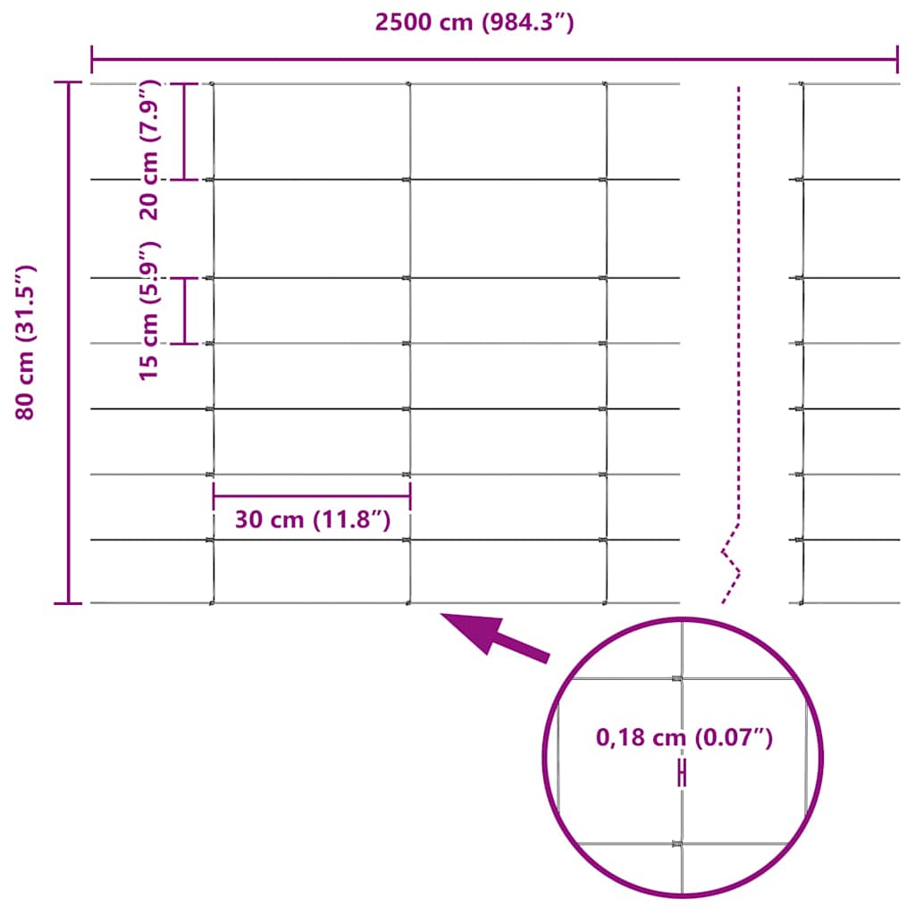 Περίφραξη αγρού Ασημί 25 x 0,8 m Γαλβανισμένος χάλυβας