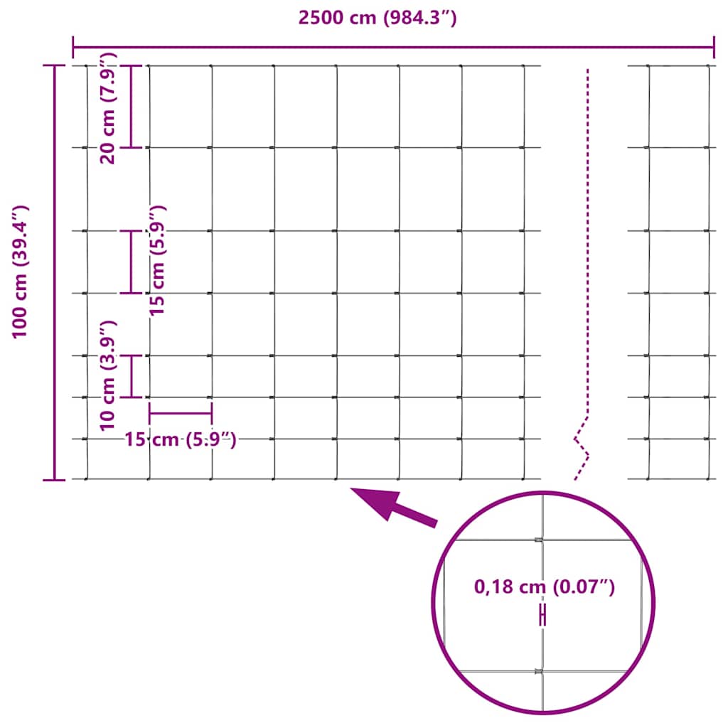 Περίφραξη αγρού Ασημί 25 x 1 m Γαλβανισμένος χάλυβας