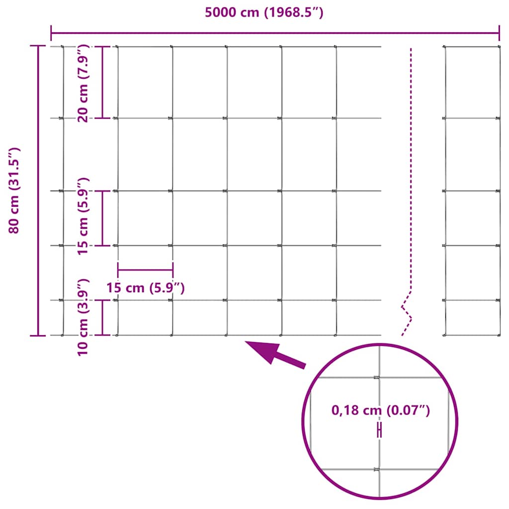 Περίφραξη αγρού Ασημί 50 x 0,8 m Γαλβανισμένος χάλυβας