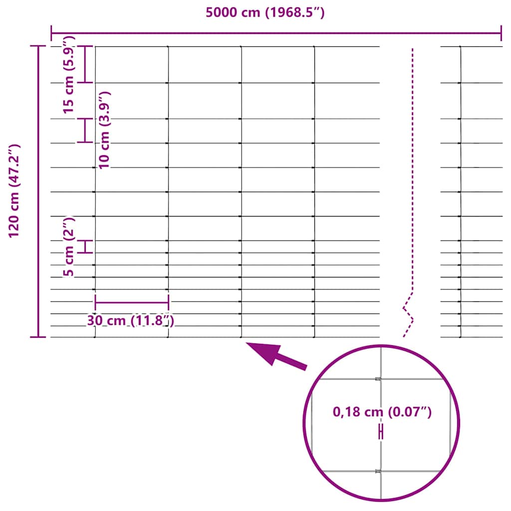 Περίφραξη αγρού Ασημί 50 x 1,2 m Γαλβανισμένος χάλυβας