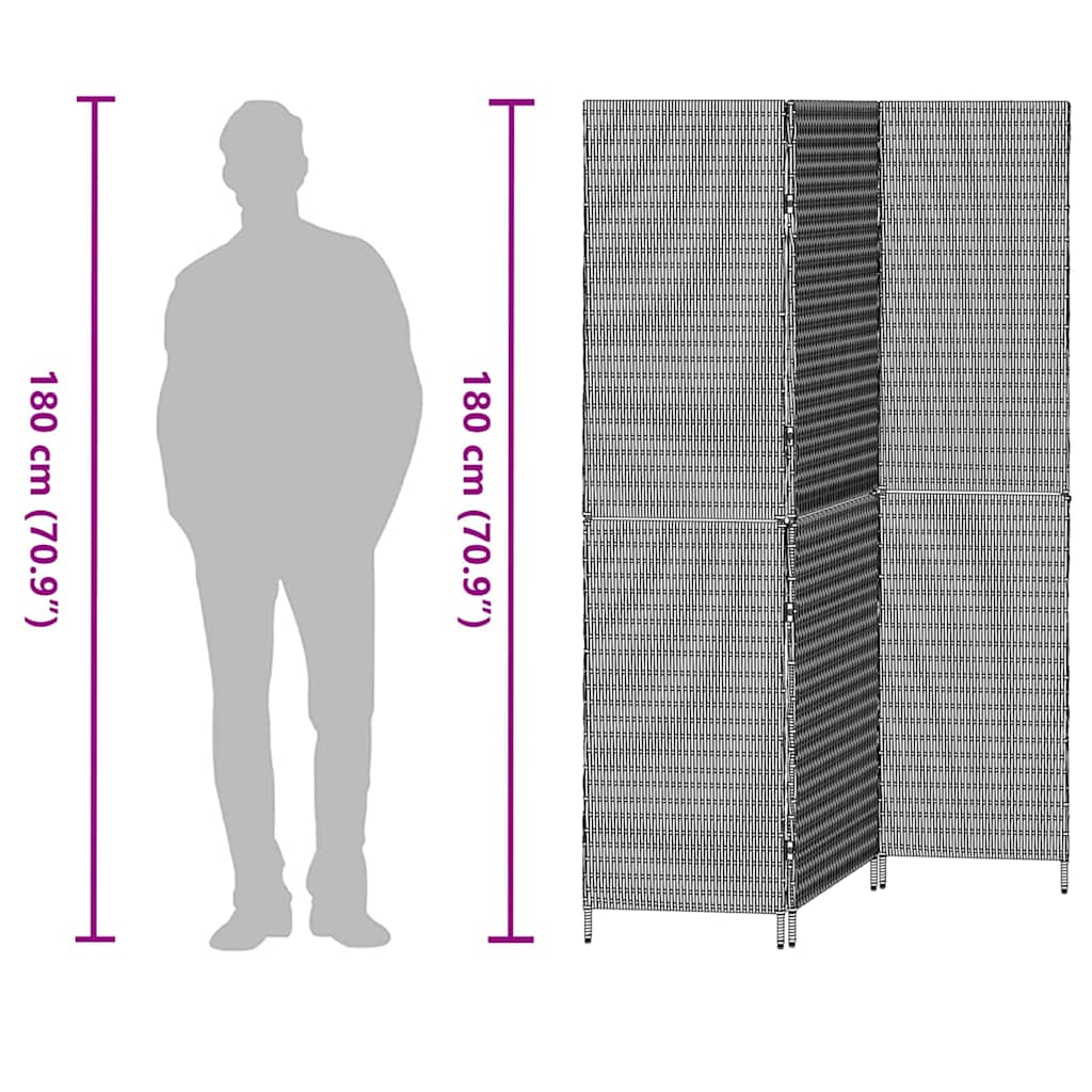 Διαχωριστικό Δωματίου Γκρι 146 x 180 εκ. συνθετικό ρατάν
