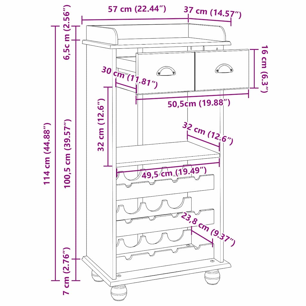 Ντουλάπι κρασιού ASKIM Κερί Μέλι 57 x 37 x 114 εκ. - Pakobazaar