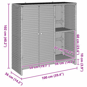 Ντουλάπι αποθήκευσης με ράφι Γκρι 100 x 36 x 102 εκ Ρατάν - Pakobazaar