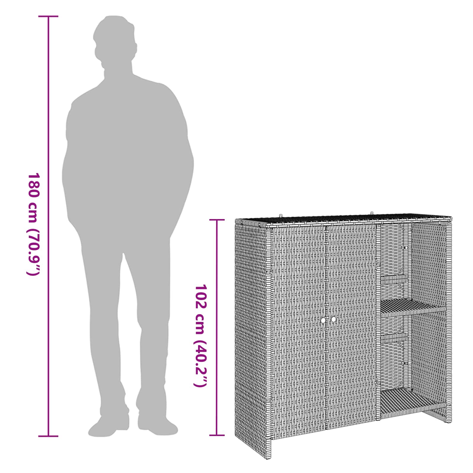 Ντουλάπι αποθήκευσης με ράφι Μπεζ 100 x 36 x 102 εκ Ρατάν - Pakobazaar