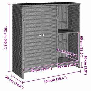 Ντουλάπι αποθήκευσης Ανοιχτό γκρι 100 x 36 x 102 εκ Ρατάν