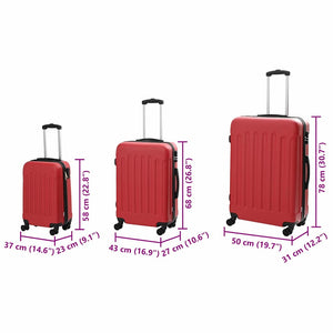 Βαλίτσα με κλειδαριά 3 pcs Κόκκινο 50 x 31 x 78 εκ ΑΒΣ Πλαστικό - Pakobazaar