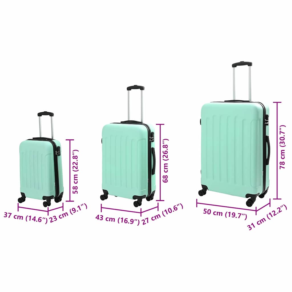 Βαλίτσα 3 pcs Πράσινο της μέντας 50 x 31 x 78 εκ ΑΒΣ Πλαστικό