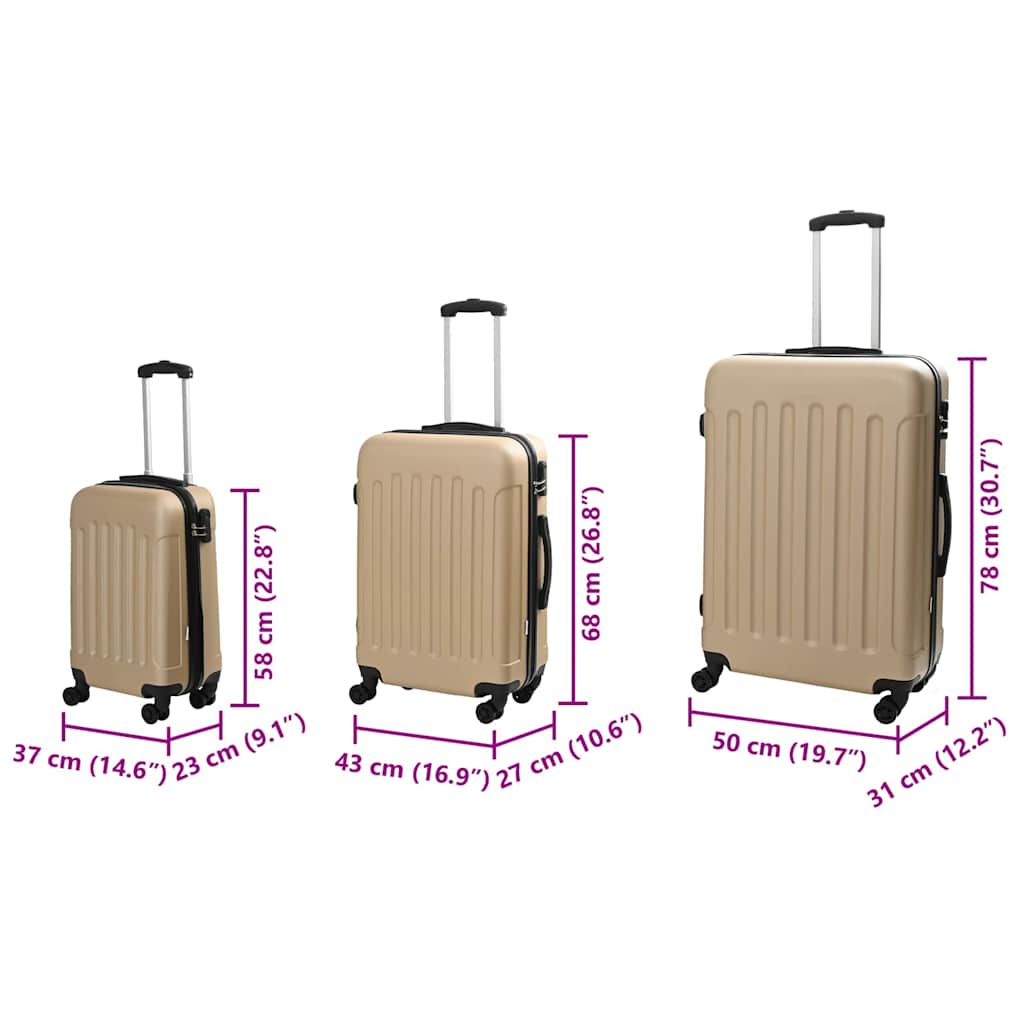 Βαλίτσα με κλειδαριά 3 pcs Μπρονζέ 50 x 31 x 78 εκ ΑΒΣ Πλαστικό