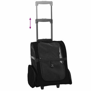 Καρότσι Κατοικίδιων 3 σε 1 Μαύρο Ύφασμα Oxford 48x32x(57-106) εκ. - Pakobazaar