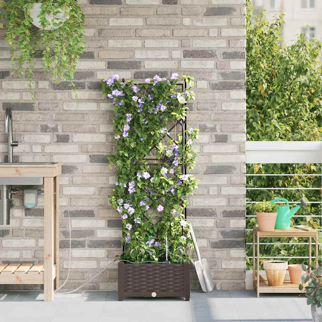 Γλάστρα Κήπου Καφέ 40 x 40 x 126 cm Ατσάλι - Pakobazaar