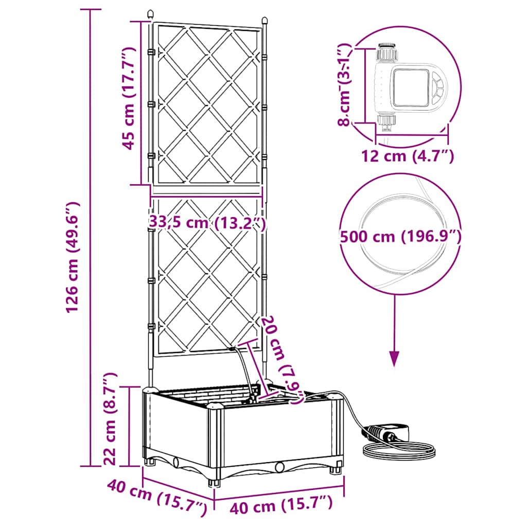 Γλάστρα Κήπου Καφέ 40 x 40 x 126 cm Ατσάλι - Pakobazaar