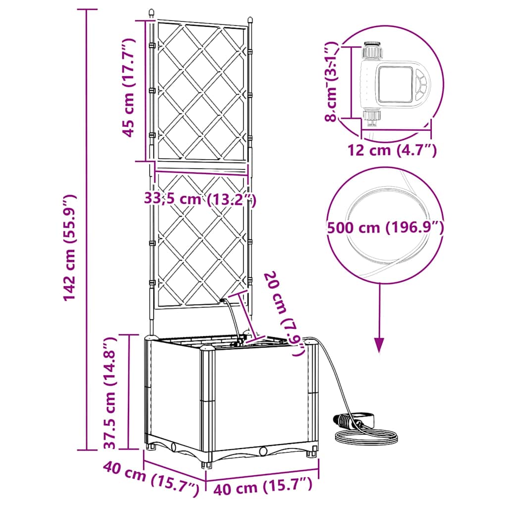 Γλάστρα Κήπου Καφέ 40 x 40 x 142 cm Ατσάλι - Pakobazaar