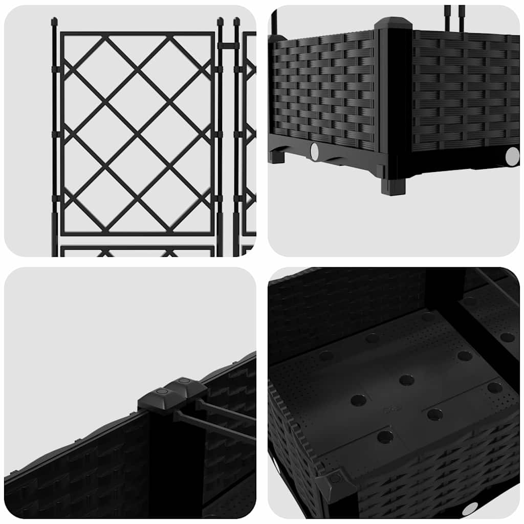 Γλάστρα Κήπου 3 τμχ. Μαύρο 120 x 40 x 125,5 εκ. PP