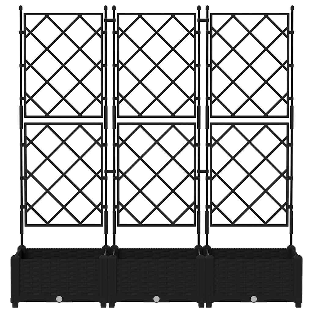 Γλάστρα Κήπου 3 τμχ. Μαύρο 120 x 40 x 125,5 εκ. PP