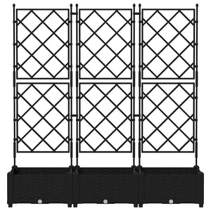 Γλάστρα Κήπου 3 τμχ. Μαύρο 120 x 40 x 125,5 εκ. PP