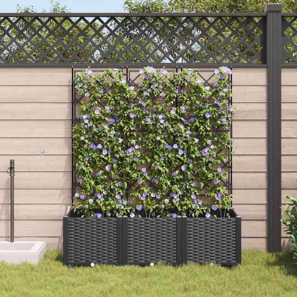 Γλάστρα Κήπου 3 pcs Μαύρο 120 x 40 x 143 εκ. Ατσάλι - Pakobazaar