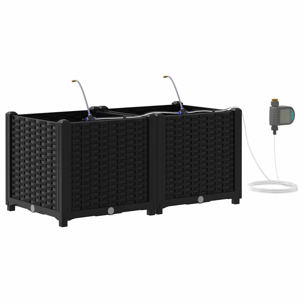 Γλάστρα Κήπου 2 pcs Μαύρο Ατσάλι - Pakobazaar