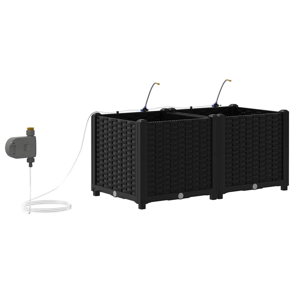 Γλάστρα Κήπου 2 pcs Μαύρο Ατσάλι - Pakobazaar