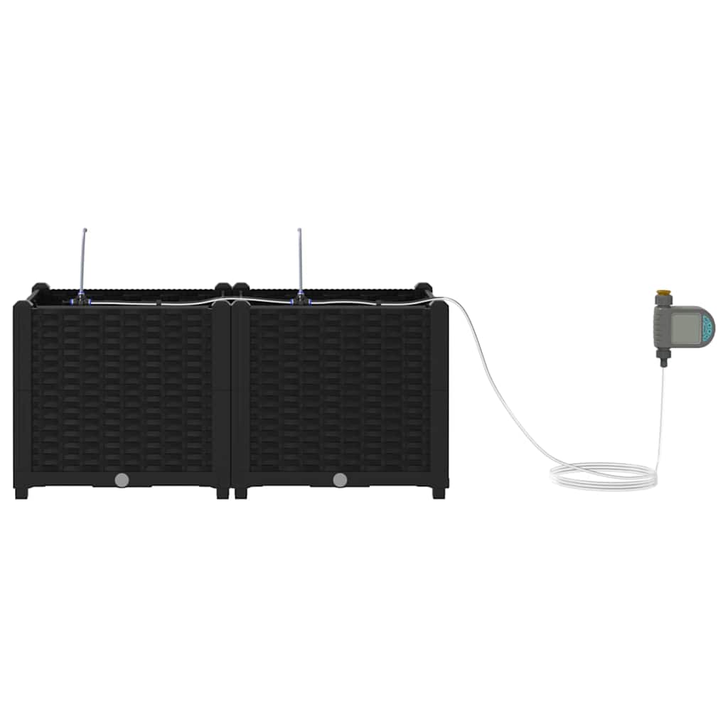 Γλάστρα Κήπου 2 pcs Μαύρο Ατσάλι - Pakobazaar