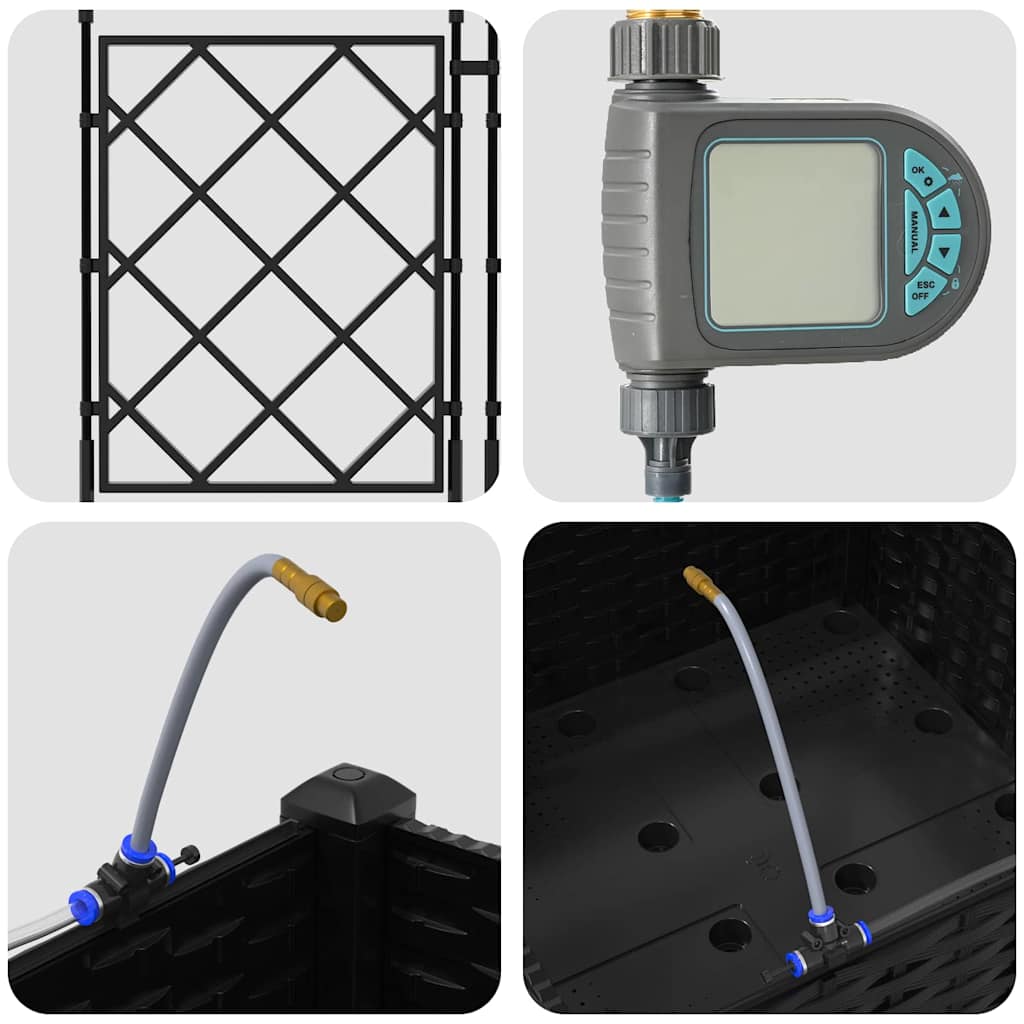 Γλάστρα Κήπου Μαύρο 40 x 40 x 126 cm Ατσάλι - Pakobazaar