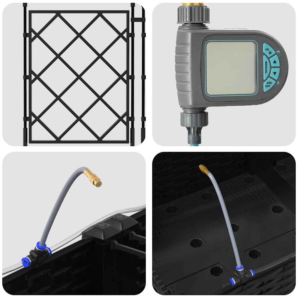 Γλάστρα Κήπου 3 pcs Μαύρο Ατσάλι - Pakobazaar