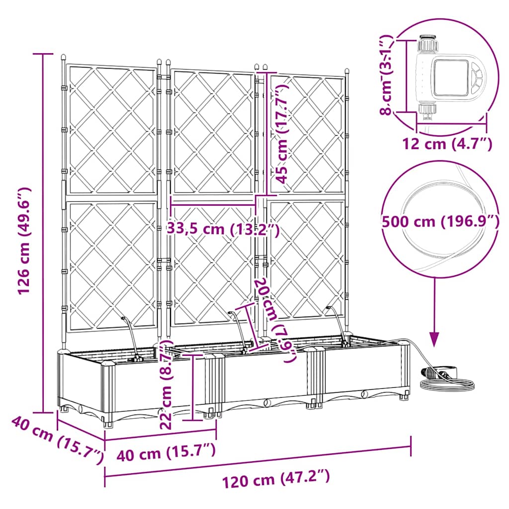 Γλάστρα Κήπου 3 pcs Μαύρο Ατσάλι - Pakobazaar