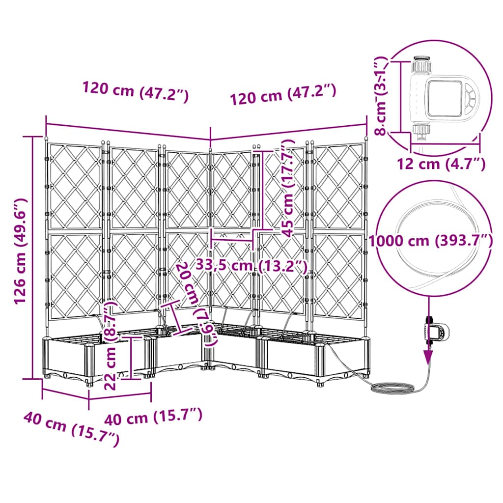 Γλάστρα Κήπου 5 pcs Μαύρο Ατσάλι - Pakobazaar