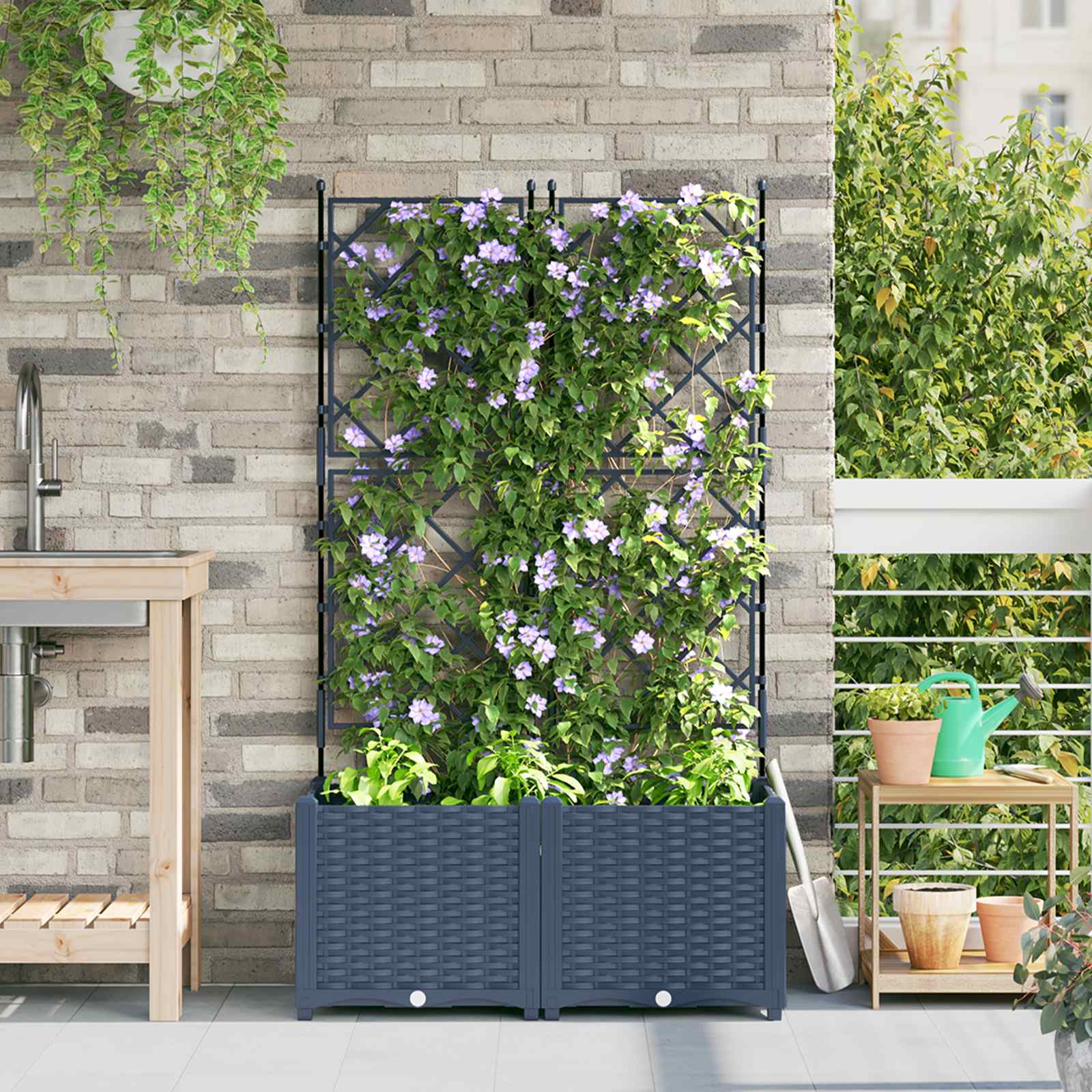 Γλάστρα Κήπου 2 pcs Γκρι 80 x 40 x 143 εκ. Πλαστικό - Pakobazaar