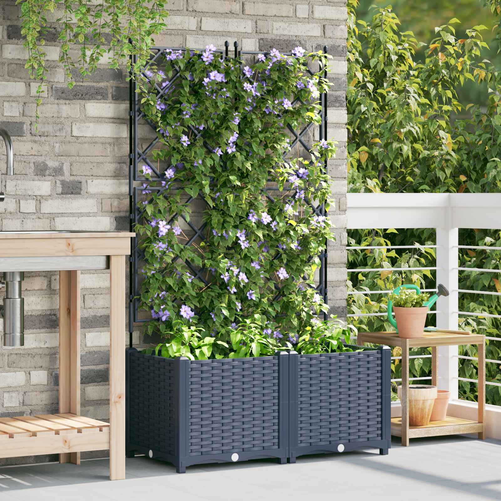 Γλάστρα Κήπου 2 pcs Γκρι 80 x 40 x 143 εκ. Πλαστικό - Pakobazaar