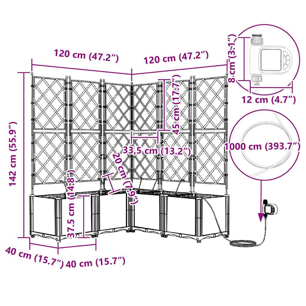 Γλάστρα Κήπου 3 pcs Γκρι 80 x 80 x 143 εκ. Ατσάλι