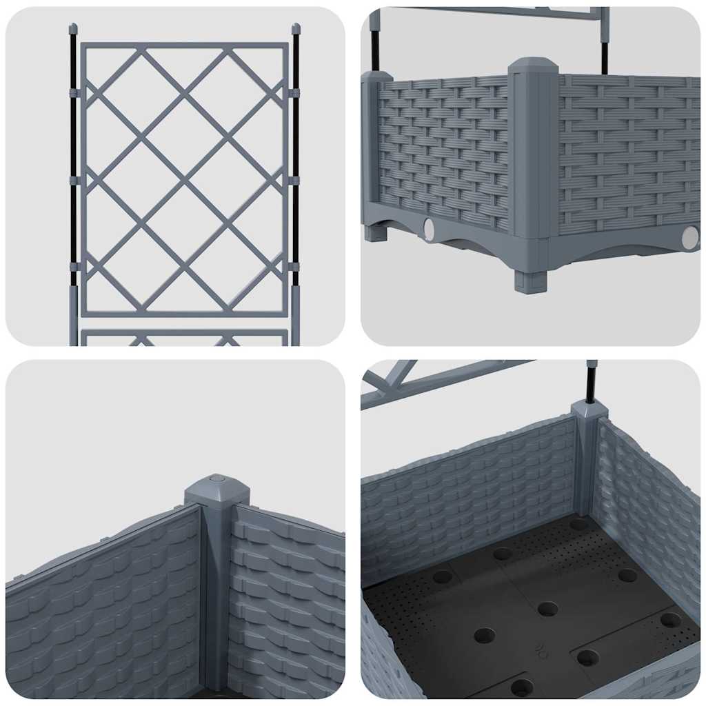 Γλάστρα Κήπου Ανοιχτό Γκρι 40 x 40 x 125,5 εκ. Πλαστικό - Pakobazaar