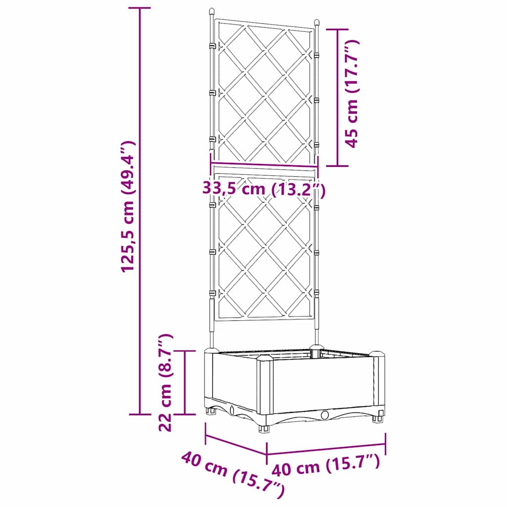 Γλάστρα Κήπου Ανοιχτό Γκρι 40 x 40 x 125,5 εκ. Πλαστικό - Pakobazaar